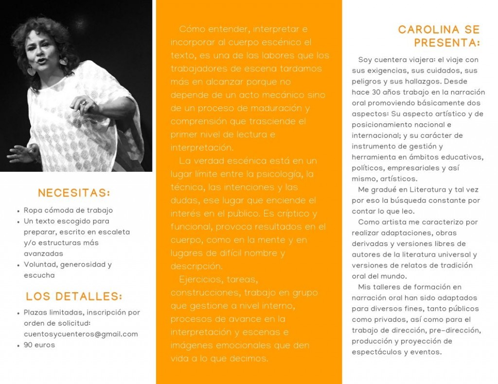 Programa del taller de Carolina Rueda en www.cuentosycuenteros.com